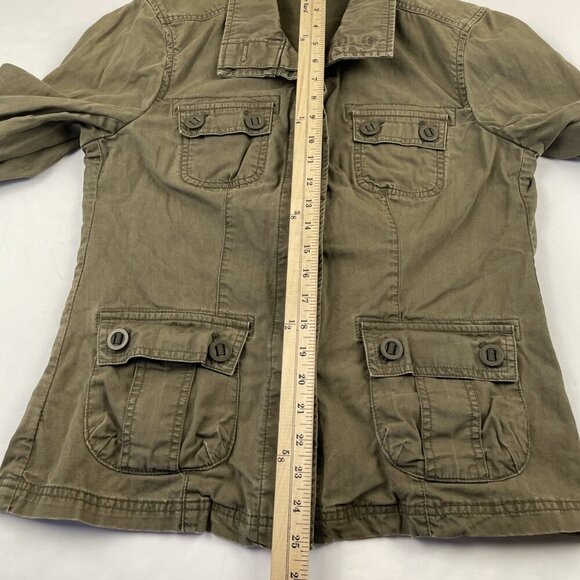 Eddie Bauer Field Jacket Women’s M Military Green Button Up Cotton Canvas - Picture 4 of 9